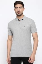Buy Men Grey Solid Polo Neck T-Shirts Online - 664193 | Van Heusen