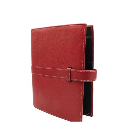 Vintage Day Timer Planner Organizer Binder Red Leather 7-Ring Card S ...
