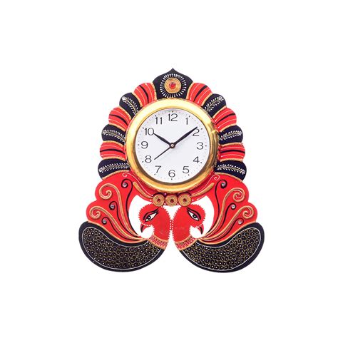 Buy eCraftIndia Handcrafted 2 Peacocks Decorative Papier-Mache and ...