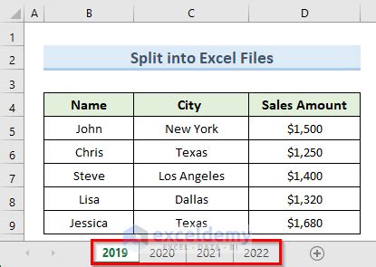 Split Excel Sheet into Multiple Files 的图像结果