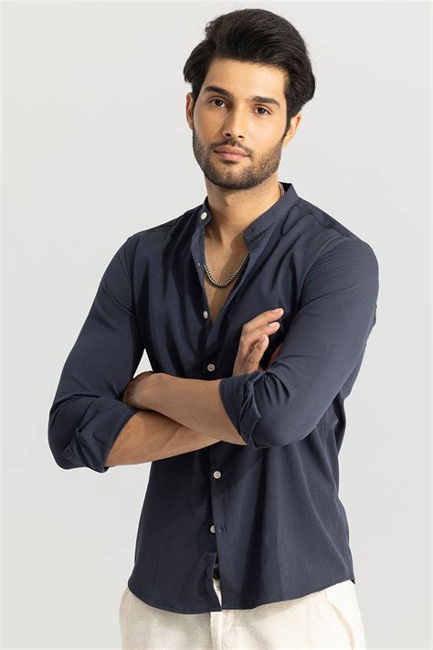 Buy Men's Evander Aegean Blue Shirt Online | SNITCH