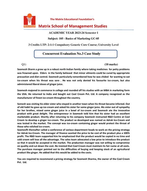 105 - Basics of Marketing cces 3 - The Matrix Educational Foundation’s ...