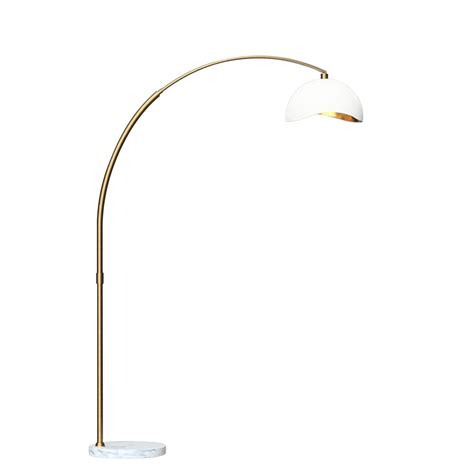 Luna Bella Arc Floor Lamp -White with Gold Leaf Shade, Marble Base ...