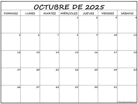 octubre de 2025 calendario gratis | Calendario octubre