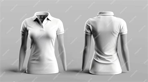 Female white polo shirt design shown from front and back views Concept ...