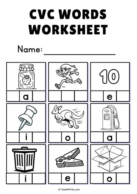 20 Free CVC Words Worksheets - Teach Prints