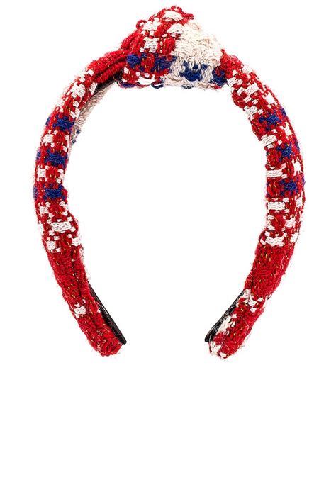 Lele Sadoughi Knitted Knotted Headband in Americana | REVOLVE
