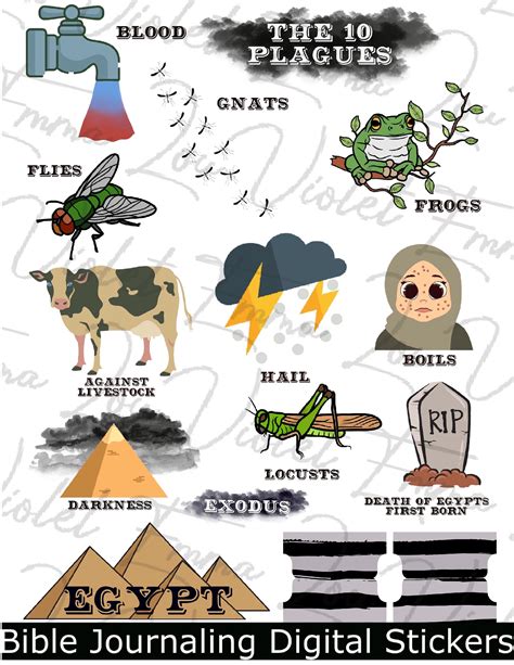 The Ten Plagues of Egypt Bible Journaling Stickers Instant Digital ...