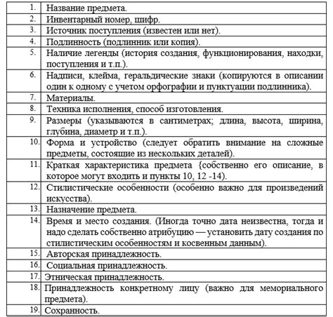 Описание музейного экспоната: пример