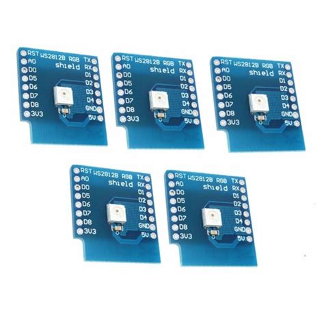 5 Pack RGB LED Shield WS2812B Wemos D1 Mini IOT India | Ubuy
