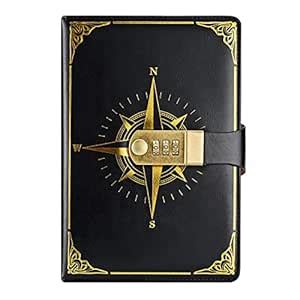 NectaRoy Vintage Travel Journal, A5 Lockable diary(Compass Pattern ...