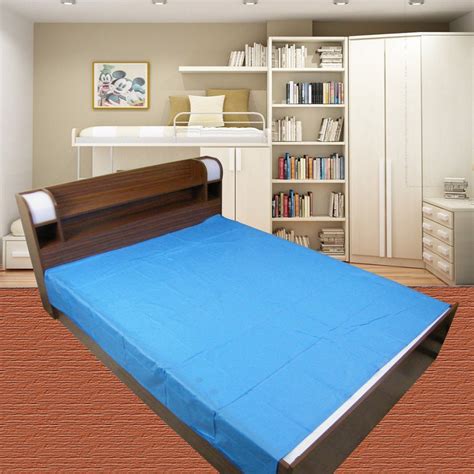 Thefancymart Blue Plain Double Bed Mat Sheet (Non Slippery Wrinkle Free ...