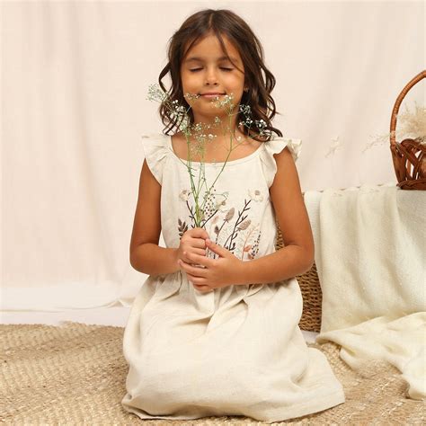 Embroidered Dress With Back Detail - Beige – MyMilestones