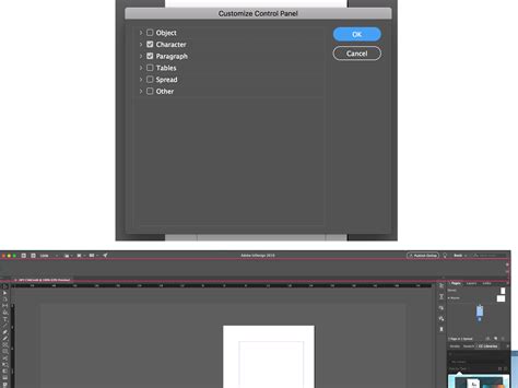 Image result for Control Panel InDesign