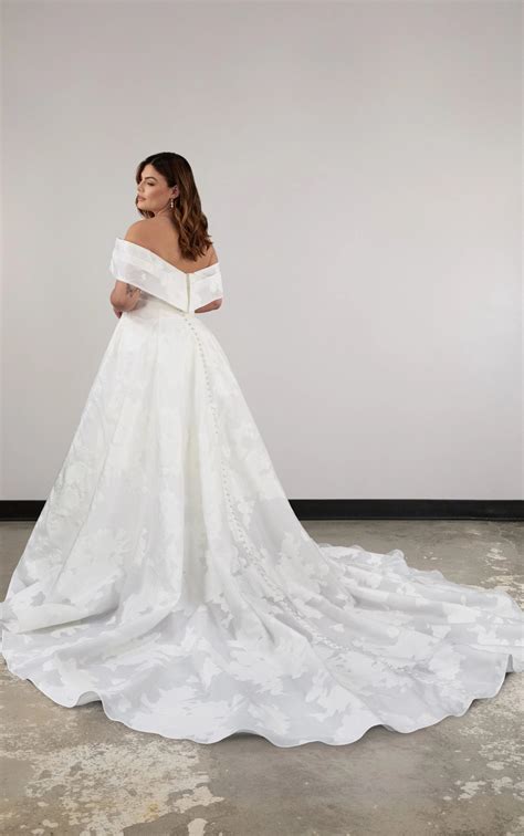 Luxe Off-the-Shoulder Plus Size Silk Ballgown Wedding Dress