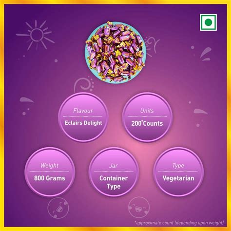 MAHAK Kandiez Eclairs Candies 200 Pieces in a Jar Smooth and Creamy ...