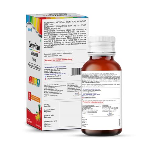 Buy HEALTHVIT CENVITAN WITH DHA SYRUP|MULTIVITAMIN & MULTIMINERALS ...