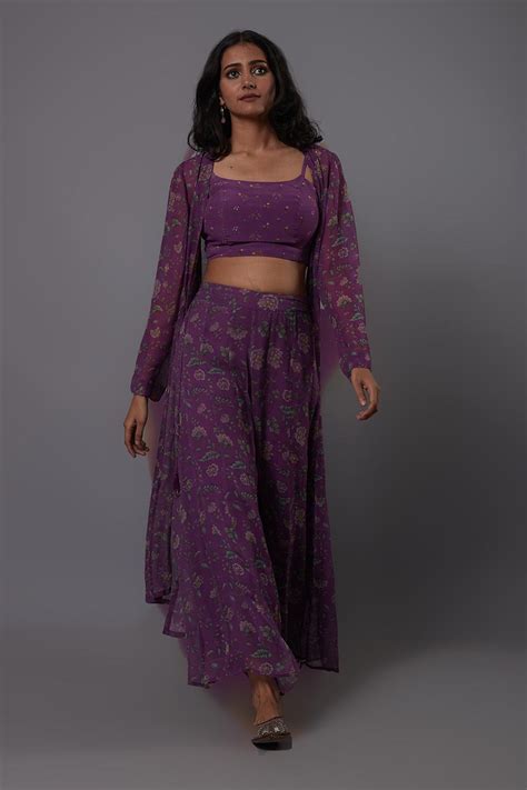 Shop Purple Floral Print Co-Ord Set by LABEL SHREYA SHARMA at House of ...