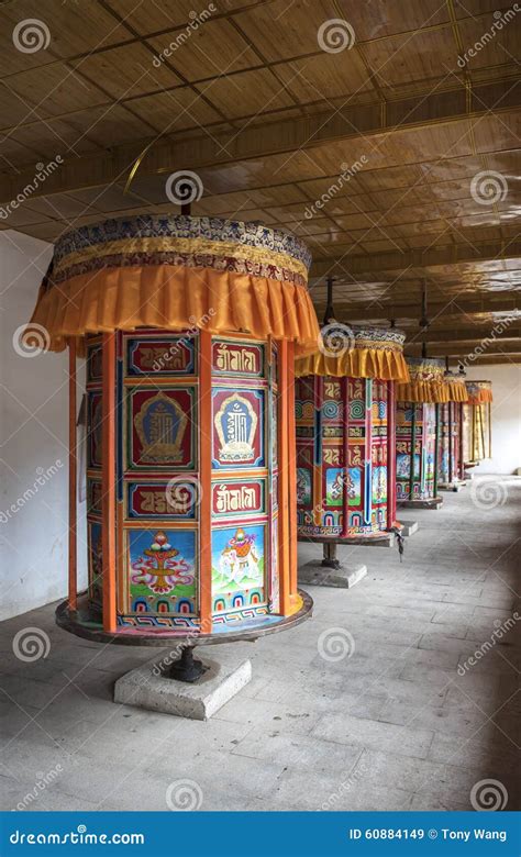 Tibetan prayer wheel. stock image. Image of mountains - 60884149