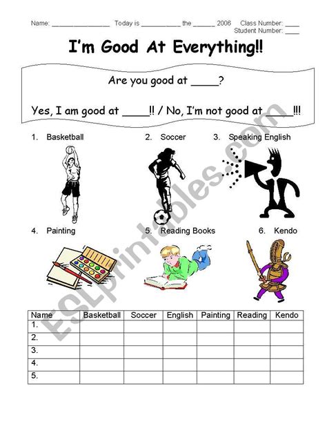 Be Good at Worksheet 的图像结果