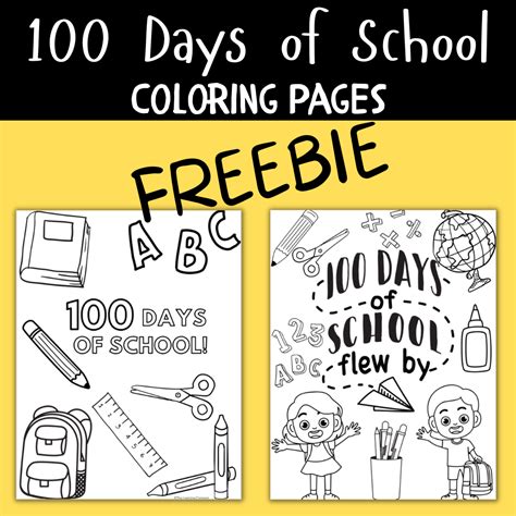 100 Day Of School Free Coloring Pages
