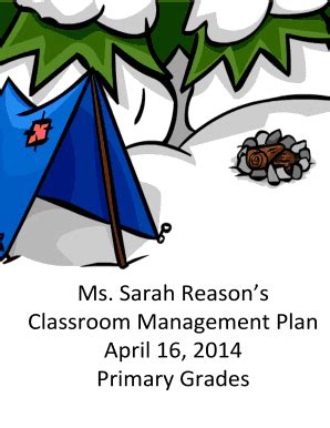 Fillable Online smreason iweb bsu Classroom Management Plan - Sarah ...
