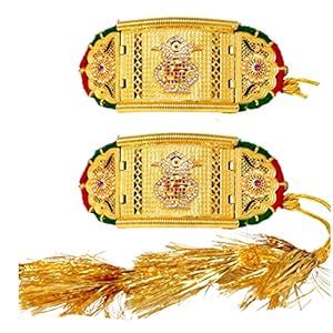 Buy Meira Jewellery Brass Gold Plated American Diamond studded Bajuband ...