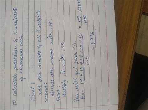 How to calculate percentage of 5 subjects out of 100? - Brainly.in
