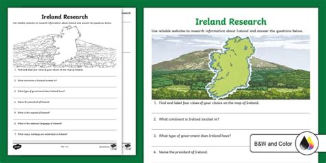 Ireland Worksheet for 6th-8th Grade Students | Twinkl USA