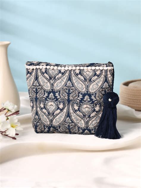 Boho Floral Cotton Pouch with Tassel
