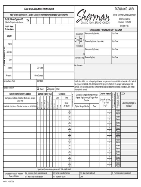 Fillable Online Microbial Compliance Sample Collection, Analysis, and ...