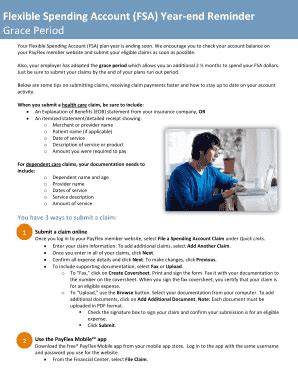Fillable Online Flexible Spending Account (FSA) Year-end Reminder Fax ...