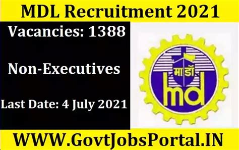 Mazagon Dock Recruitment for 1388 Non-Executives 2021 ( MDL Vacancy )