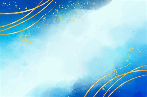 Aquarelltapete mit goldener Folie | Premium Vektor