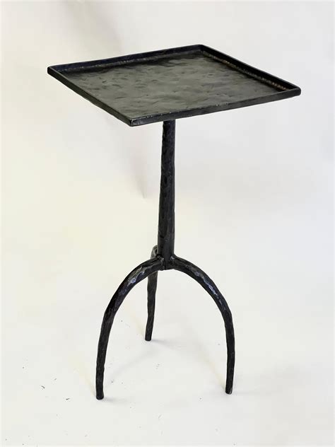 Pair of French Hammered Wrought Iron Side Tables in style of Diego ...