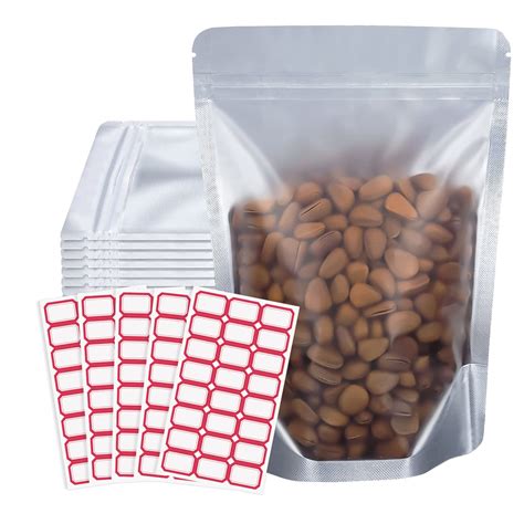 Buy 100 Pack Resealable Mylar Bags for Food Storage,7.1" x 10.2"Stand ...