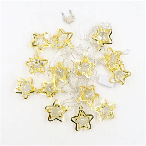 Diamond-in-Star 14 LED Golden String Lights