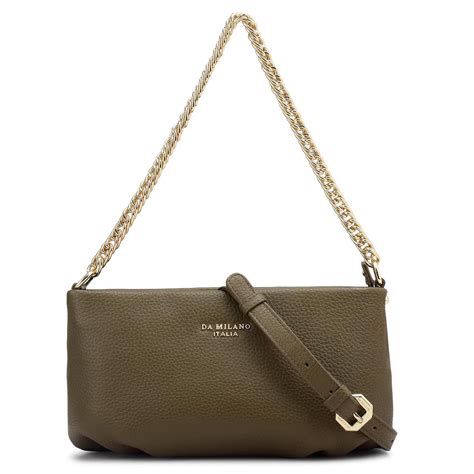 Small Wax Leather Shoulder Bag - Moss – Da Milano