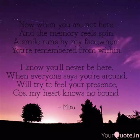 Now when you are not here... | Quotes & Writings by Mitu Bhagat | YourQuote