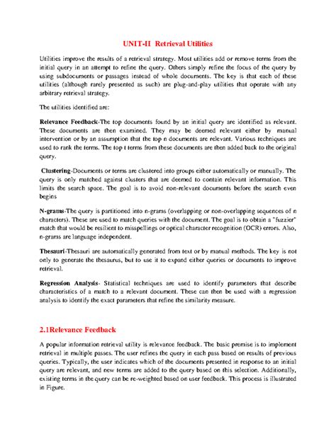IRS U2 Lecture Notes on Retrieval Utilities and Relevance Feedback ...
