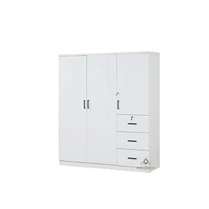 ABBAJI INTERIORS Engineered Wood Three-Door Wardrobe with 3 Drawer 1 ...
