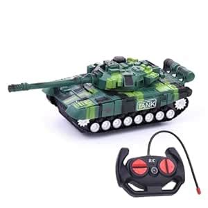 LUCHILA Remote Control 360 Rotating Turret Army Battle Tank for Boys ...