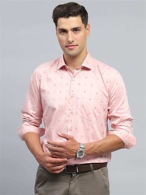 Buy Men Peach Printed Collar Full Sleeve Shirt Online in India - Monte ...
