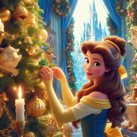 Belle Christmas | Disney art, Disney princess wallpaper, Beauty and the ...