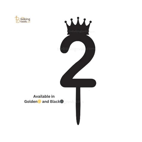 Number Cake Topper – Number Two with Crown for Celebrations