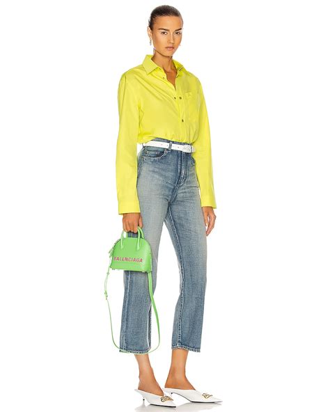 Balenciaga XXS Ville Top Handle Bag in Lt Green & L Fuchsia | FWRD