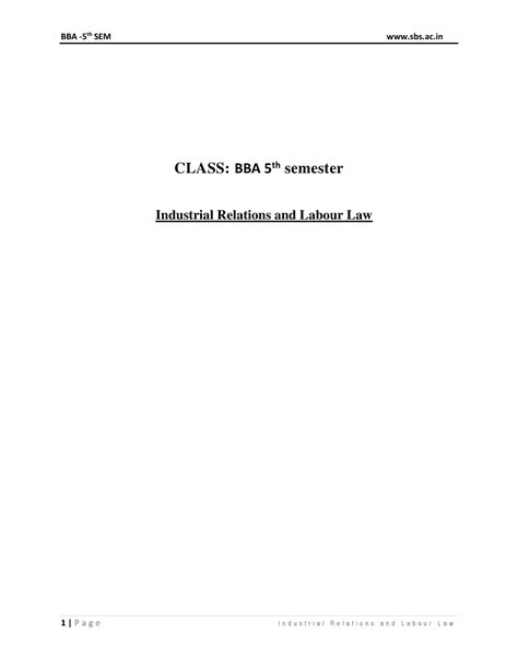 BBA 5th IRLL Complete Notes updated 1 - 1 | P a g e I n d u s t r i a l ...