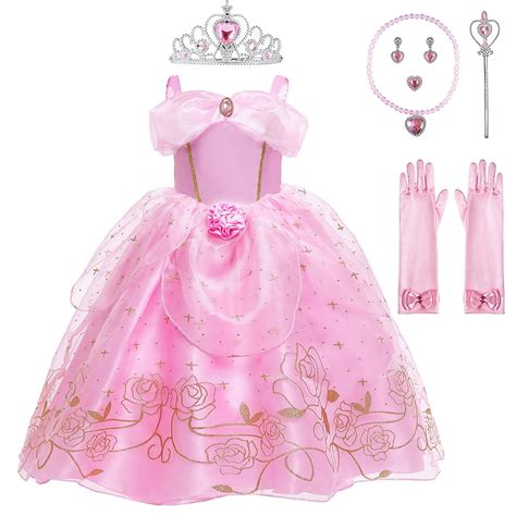 Auraro Pink Princess Costumes for Little Girls Fancy Dress Up Halloween ...