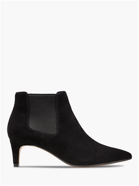 Clarks Laina 55 Kitten Heel Suede Ankle Boots, Black