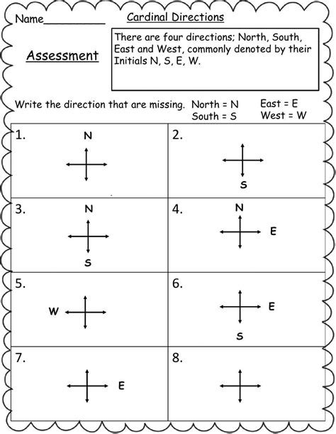 Image result for Free Printable 3rd Grade Cardinal Directions